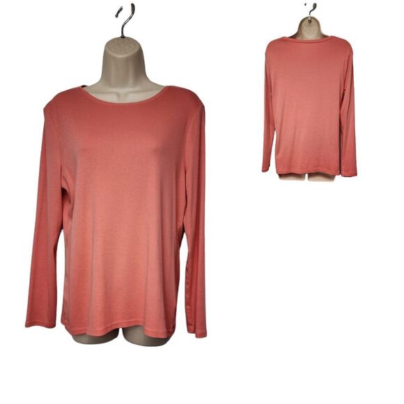 Talbots Round Neck Long Sleeve Pink Sweater Blouse Size LP - Picture 1 of 5
